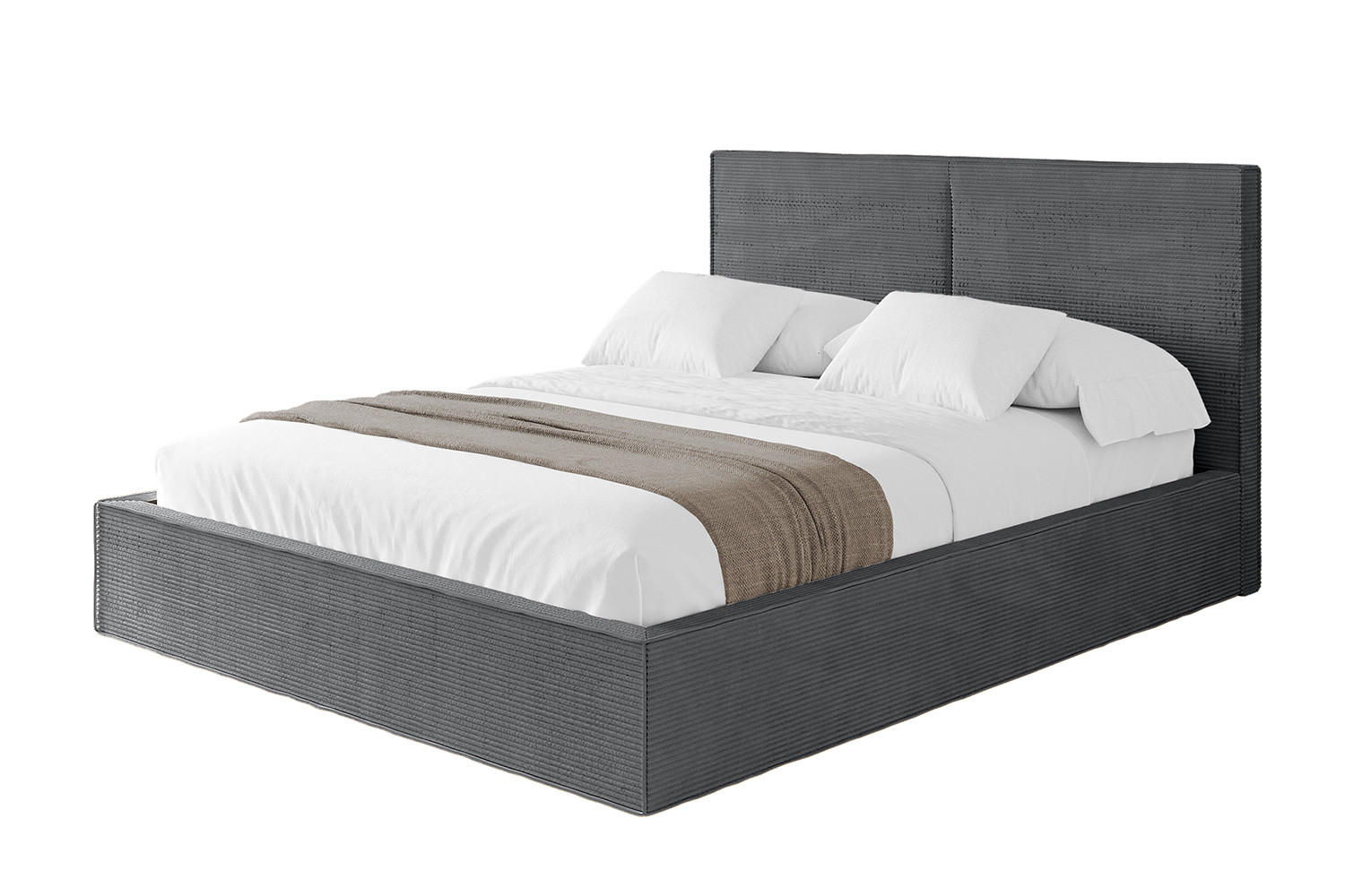 POLSTERBETT mit Bettkasten und Lattenrost, Bett mit Matratze H3/H4 - EMMI 180x200 Dunkelgrau - Anthrazit, Holzwerkstoff/Textil (180/200cm) - ALTDECOR