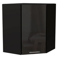 ECKHÄNGESCHRANK Essen W10/60 Graphit Hochglanz / Schwarz Matt 60 / 60 / 72cm - Schwarz/Graphitfarben, Holz/Holzwerkstoff (60/72/60cm) - Feldmann-Wohnen