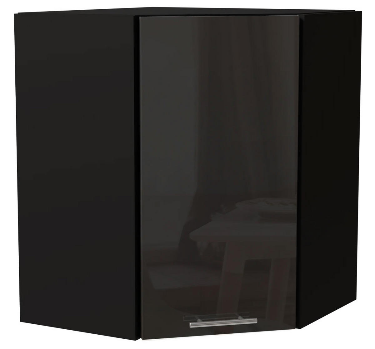 ECKHÄNGESCHRANK Essen W10/60 Graphit Hochglanz / Schwarz Matt 60 / 60 / 72cm - Schwarz/Graphitfarben, Holz/Holzwerkstoff (60/72/60cm) - Feldmann-Wohnen