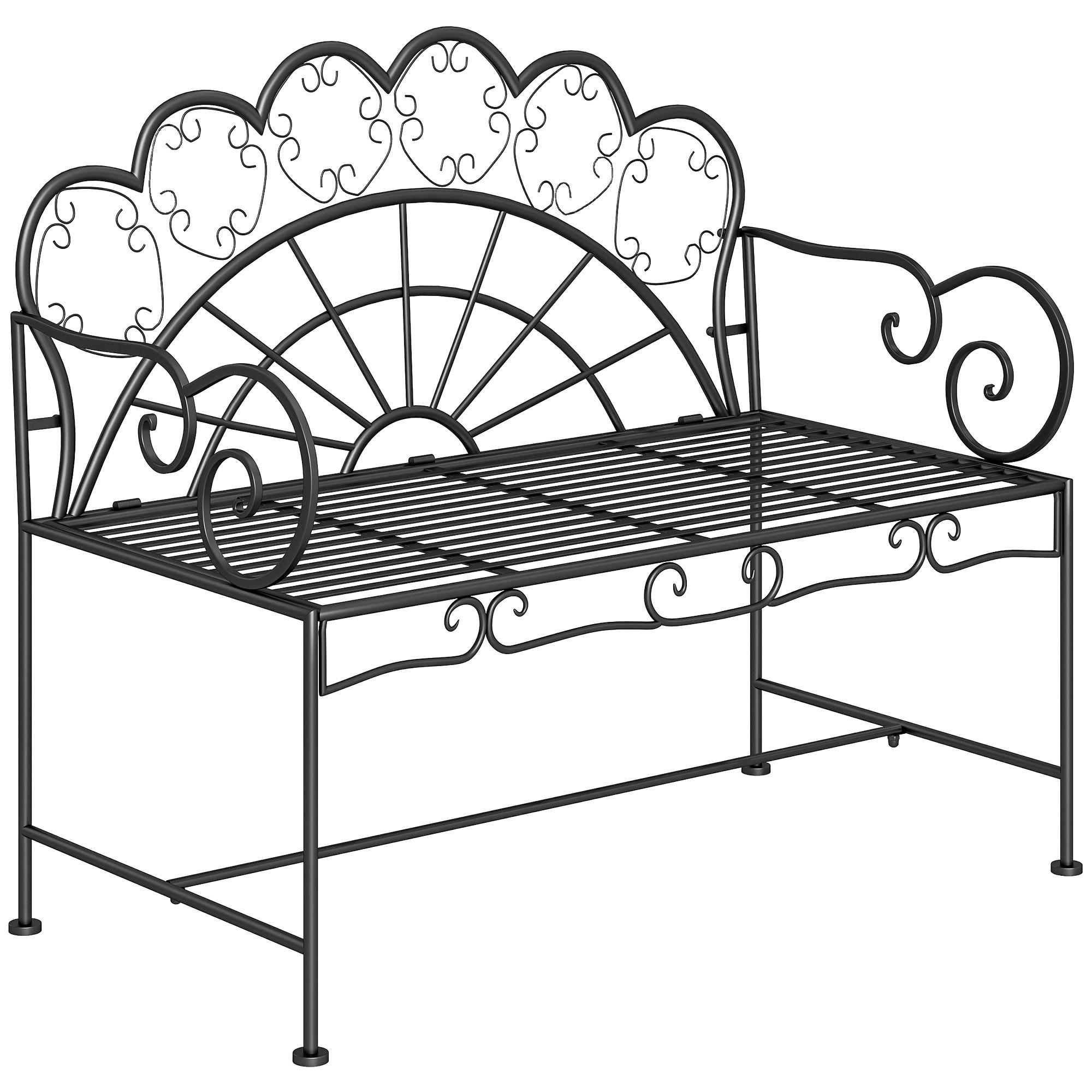 Outsunny ZAHRADNÍ LAVIČKA, 107 cm x 55,5 cm x 90,5 cm, kov, černá