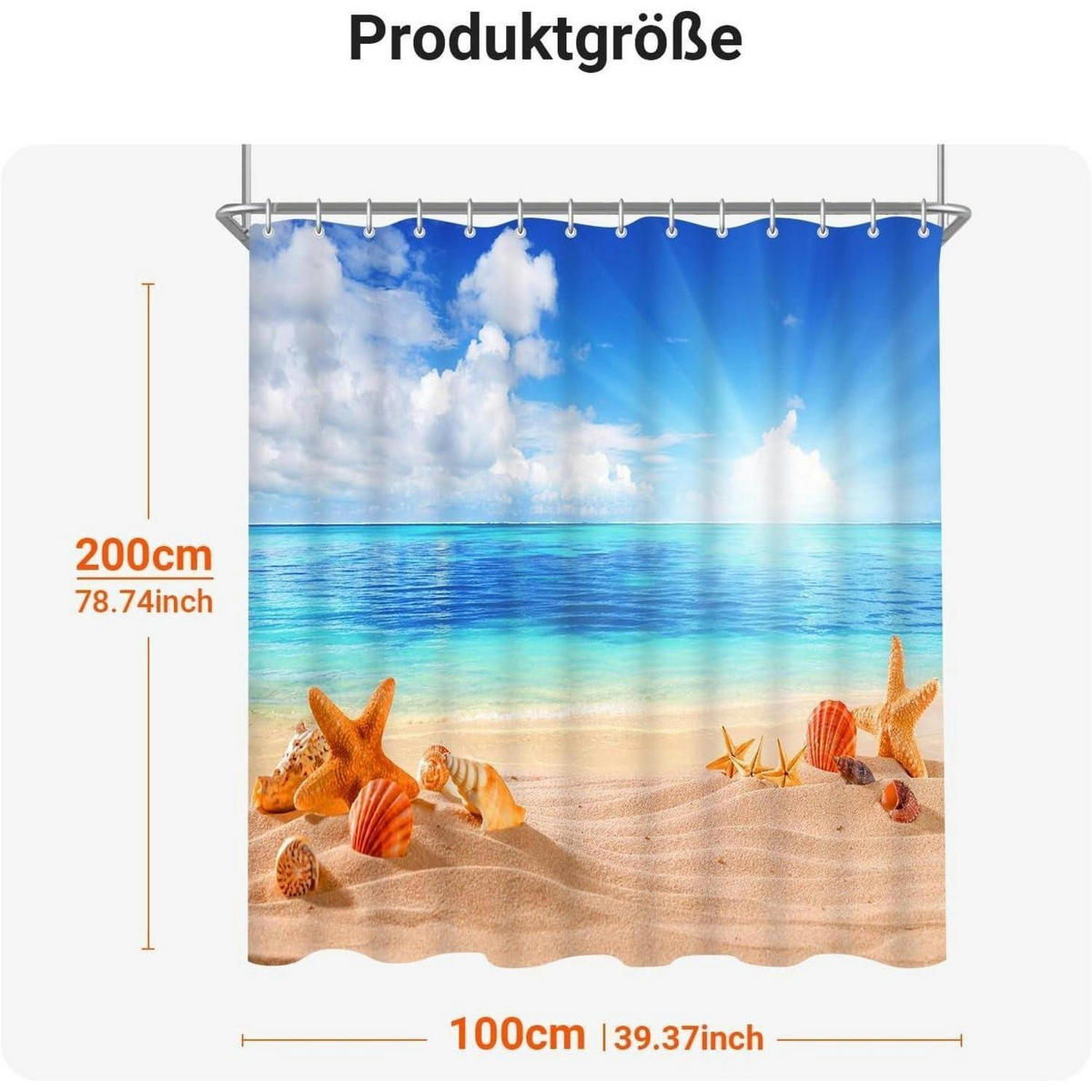 DUSCHVORHANG 100x200 cm Sea Blue mit beschwertem Saum - Multicolor, Textil (100/200cm)