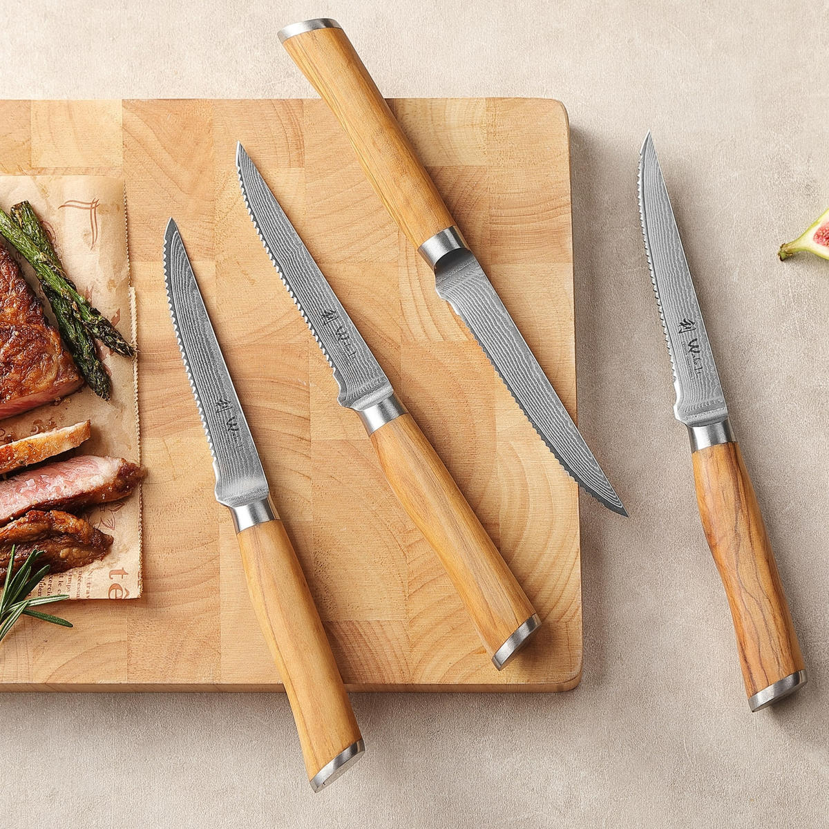 STEAKMESSERSET 4-tlg. 12 cm - Braun, Holz/Metall (24cm) - Wakoli