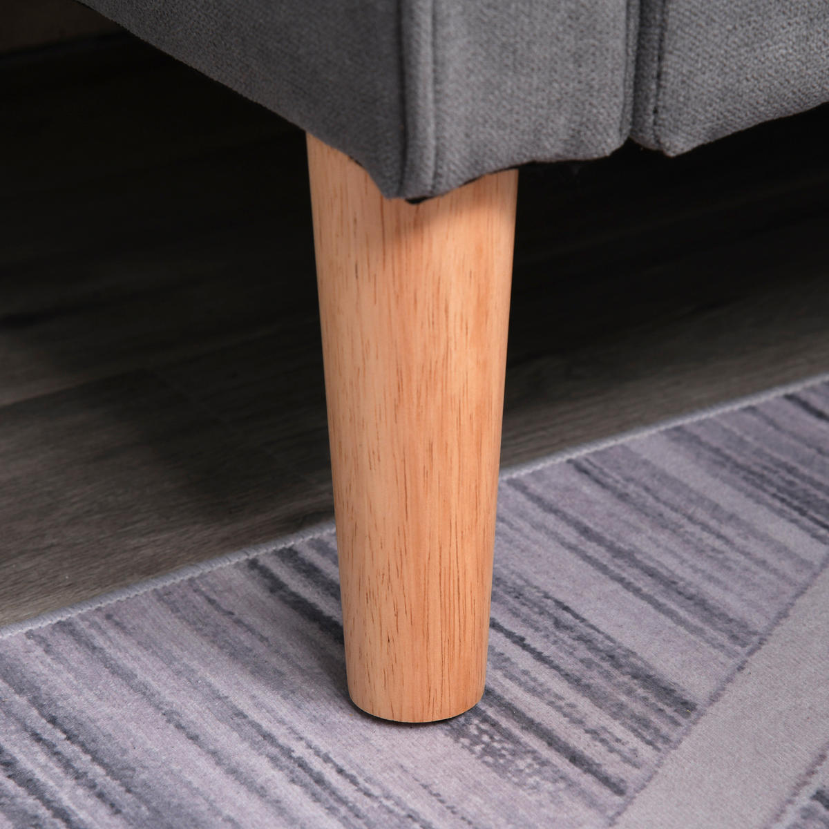 2-SITZER Sofa Stoffsofa Doppelsofa abnehmbar mit Kissen Gummiholz Baumwoll Grau - Naturfarben/Grau, Holz/Textil (62/78/117cm) - HOMCOM
