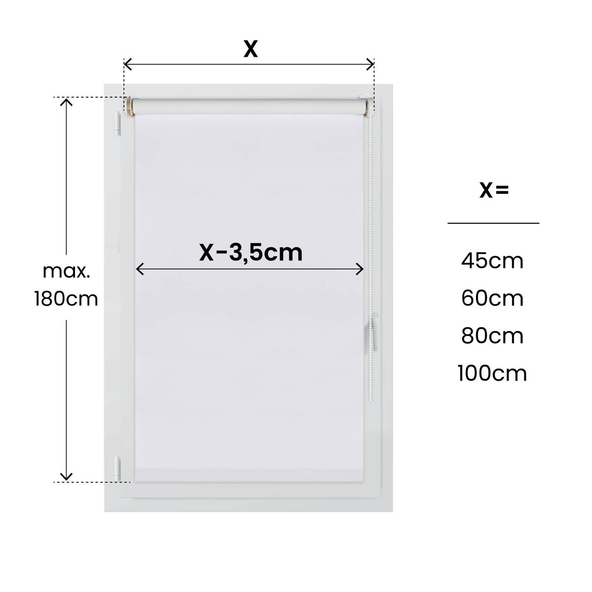 VERDUNKELUNGSROLLO Moon Easyfix Weiß 45x180 - Weiß, Kunststoff (45/180/1cm) - STORESDECO