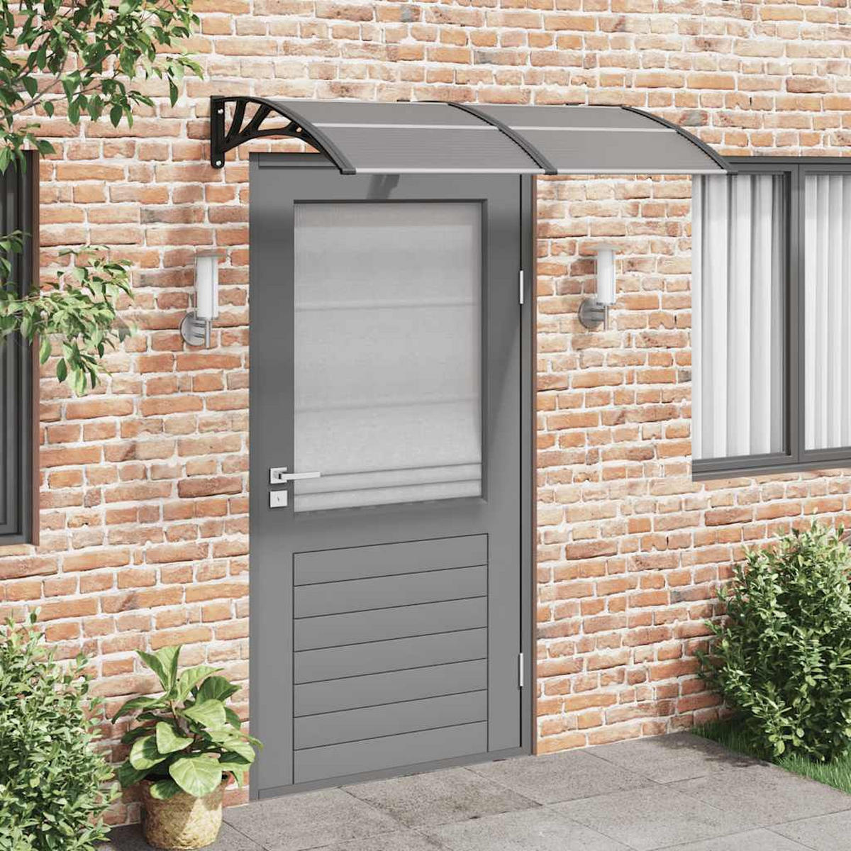 TÜRVORDACH Schwarz 150/100 Cm Polycarbonat - Schwarz, Kunststoff (100/25/150cm) - vidaXL