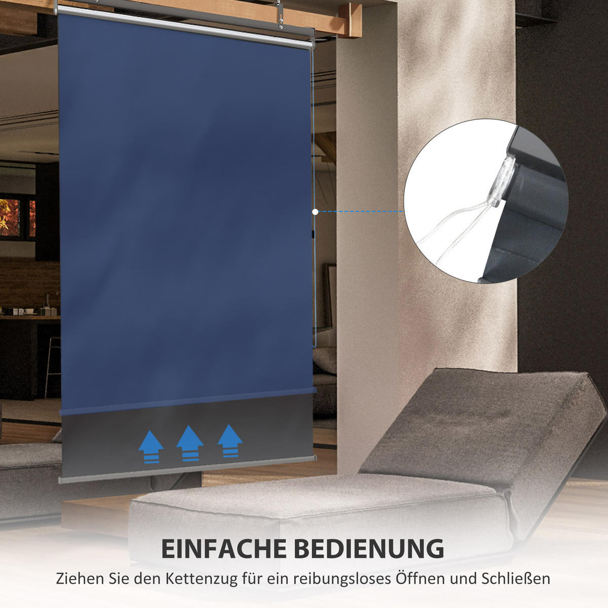 BALKONMARKISE, Dunkelgrau, Aluminium, Stahl, Polyester - Dunkelgrau, Metall (124/222/222cm) - Outsunny