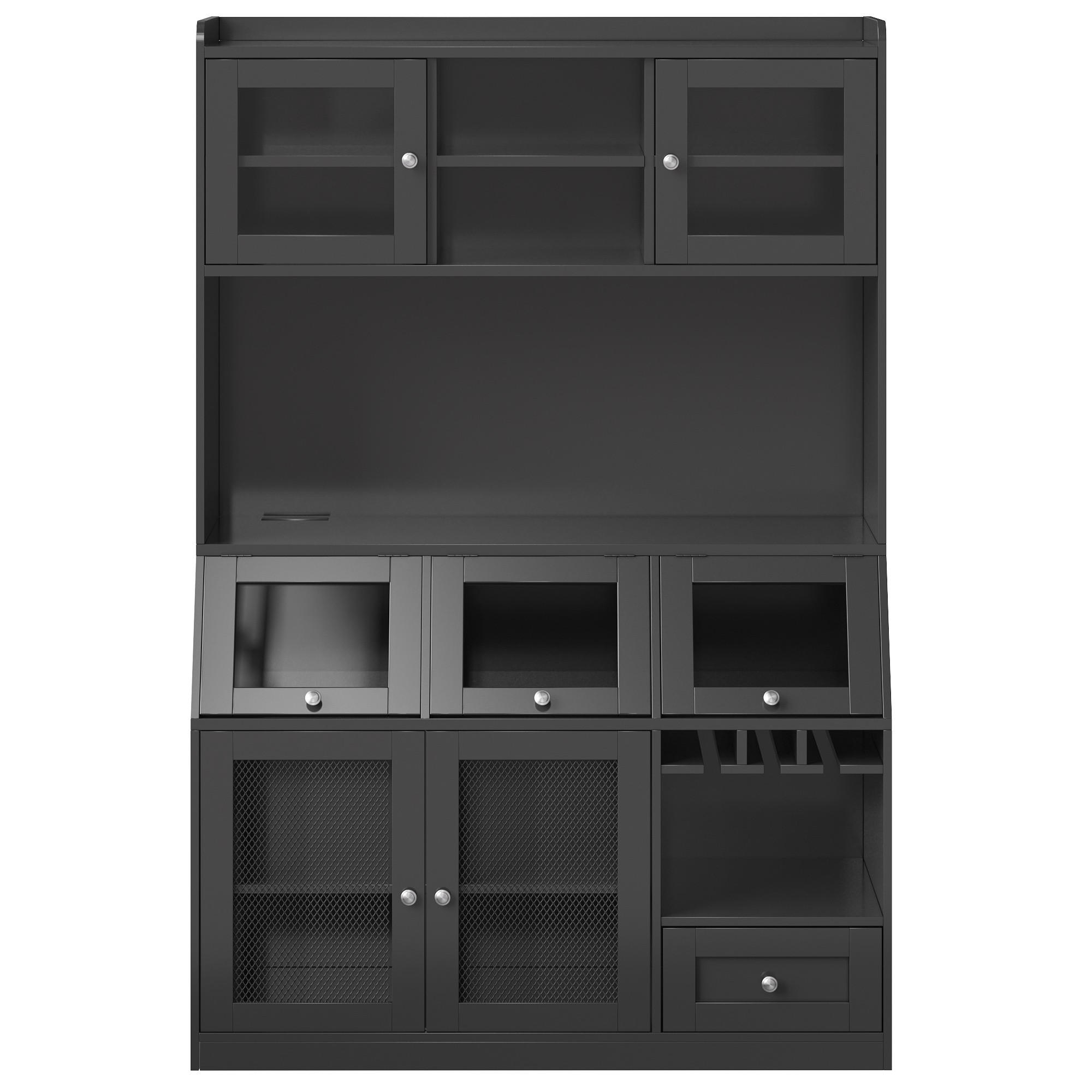 BUFFETSCHRANK Schwarz 120/40/181.7 cm - Schwarz, Holz (120/181.7/40cm) - PANGIVO