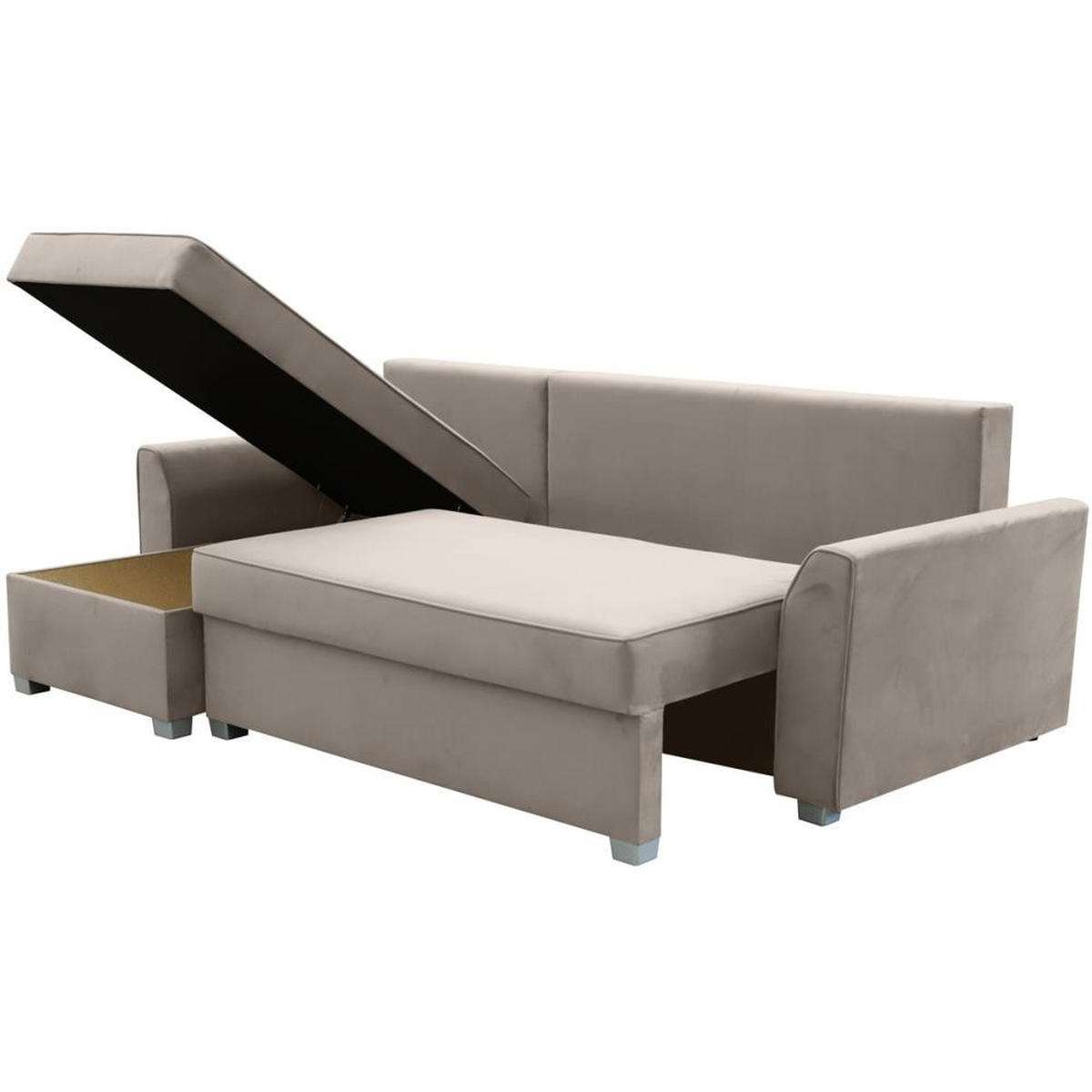 ECKSCHLAFSOFA Teramo beige - Beige/Schwarz, Kunststoff/Textil (235/150cm) - Beautysofa