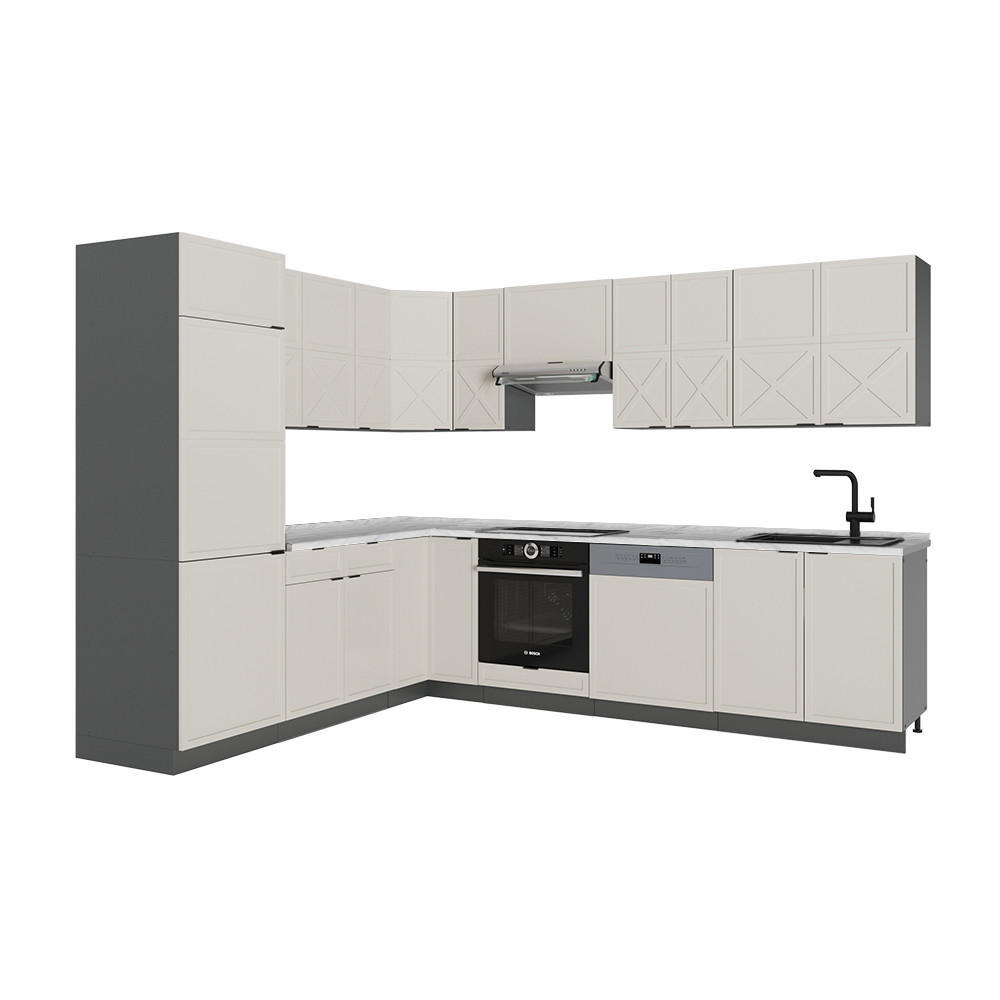 ECKKÜCHE Fame-Line GrauBeige/Anthrazit 227 x 287 cm, AP Marmor - Anthrazit/Grau, Holzwerkstoff (287/81.6/60cm) - Vicco