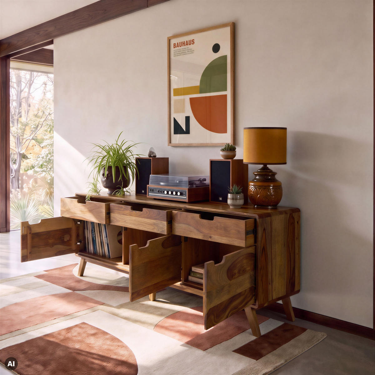 SIDEBOARD Sheesham 180x40x65 natur sandgestrahlt lackiert MALMÖ 2 #231 - Naturfarben, Holz (180/65/40cm) - Massivmoebel24