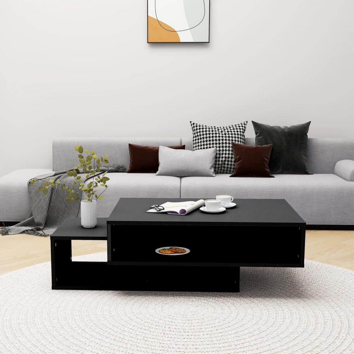 COUCHTISCH Schwarz 105x55x32 cm Holzwerkstoff - Schwarz, Holzwerkstoff (105/55/32cm) - furnicato