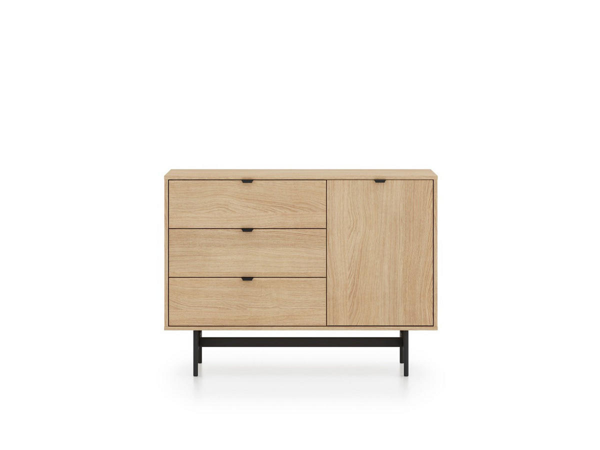KOMMODE – 115 cm – Reynos – Schwarz / Eichefarben - Eichefarben/Schwarz, Holzwerkstoff (115/85/40cm) - hi-markt