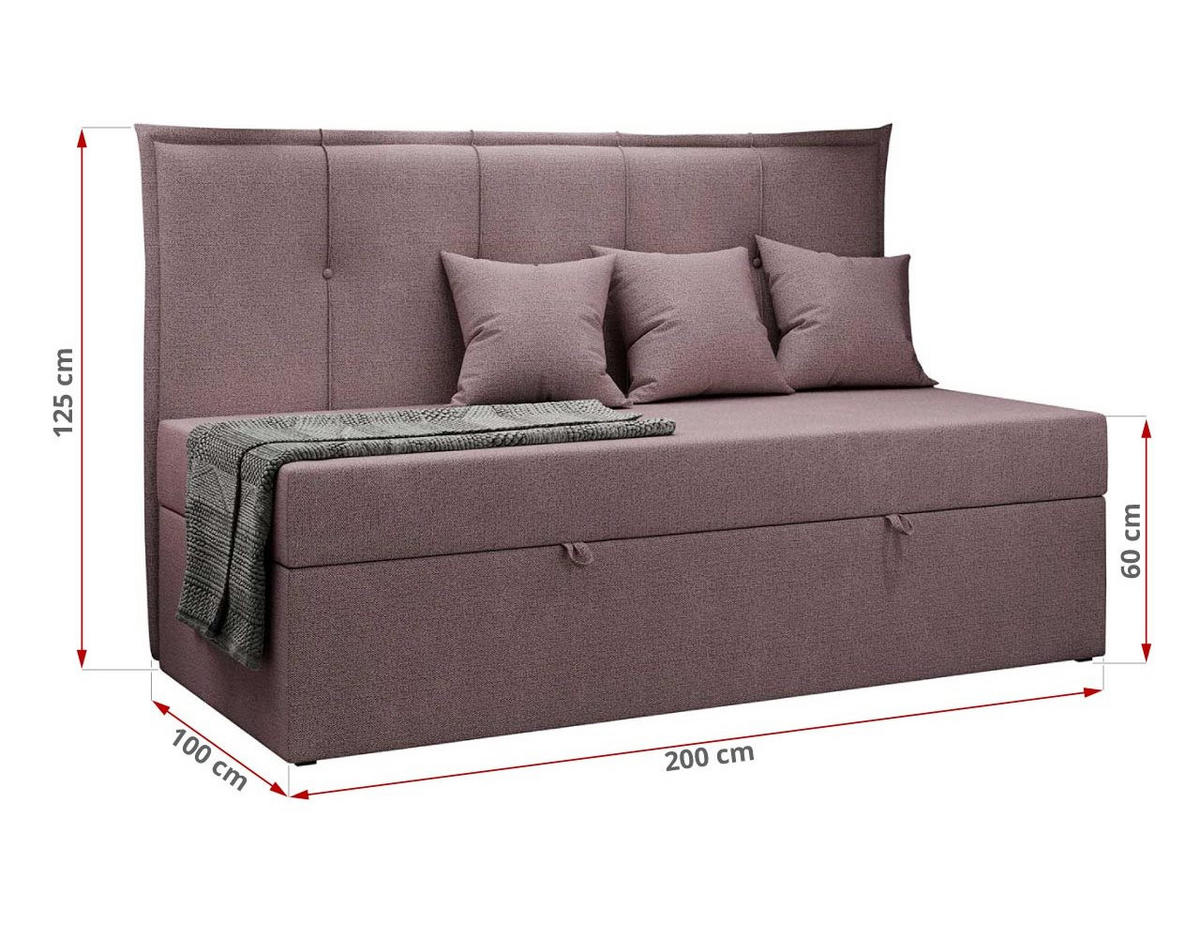 BOXBETT BANCO 90/200 Rosa Struktur - H3 - Rosa, Holz/Textil (90/200cm) - MKS