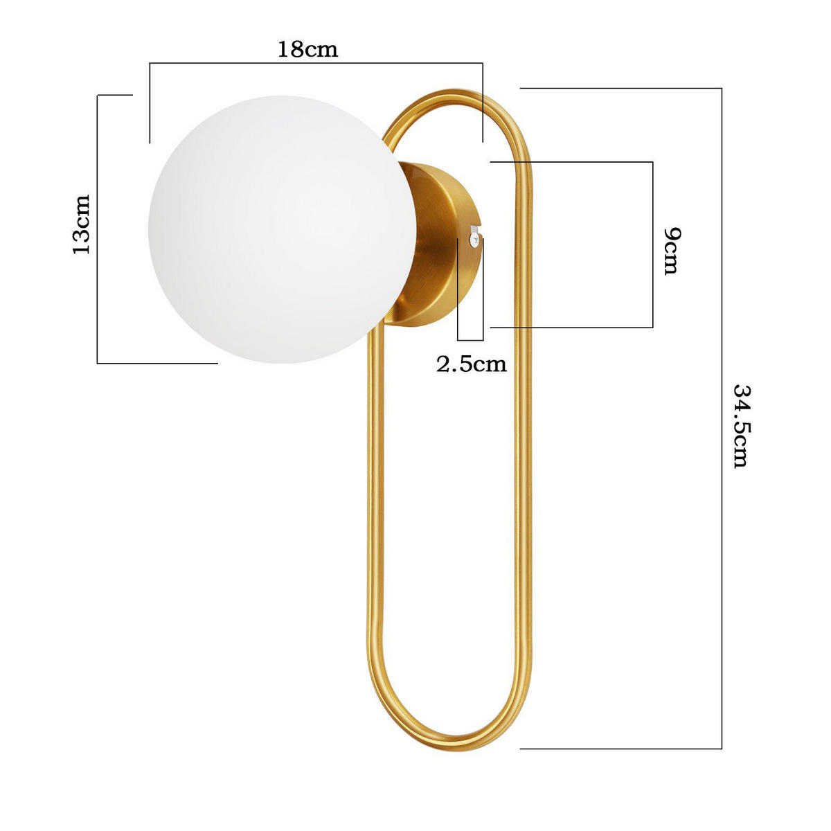 WANDLEUCHTE Marvelli - Goldfarben, Metall (34.5/18/16cm) - Nettlife