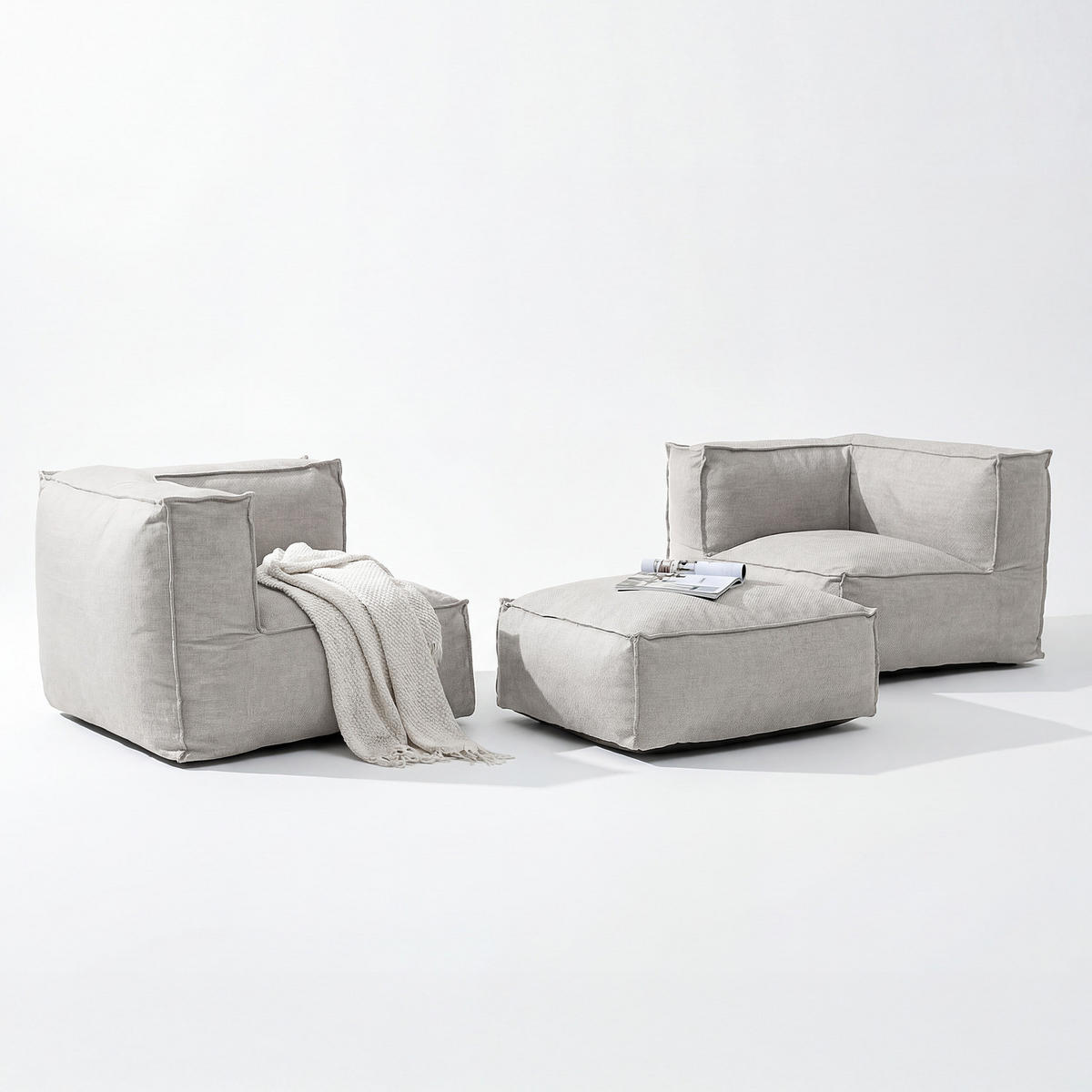 LOUNGEGRUPPE - 3-teilig - Olefin - Beige - Beige, Textil (1/1/1cm) - home24