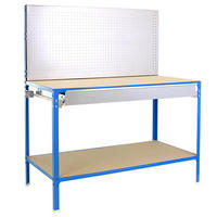 WERKBANK BUFALLO LIGHT mit Lochwand & 2 Ebenen | HxBxT 144,5x120x60cm | Traglast 220kg | Blau/Verzinkt - Blau, Metall (120/144.5/60cm) - PROREGAL