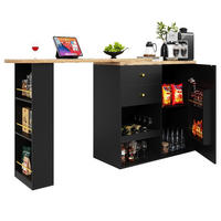 KÜCHENINSEL DREHBARER BARTISCH mit Schubladen, Schiebetürschrank, MDF, Schwarz, 105/39/102 cm - Schwarz, Kunststoff (39/102/105cm) - Rolipo