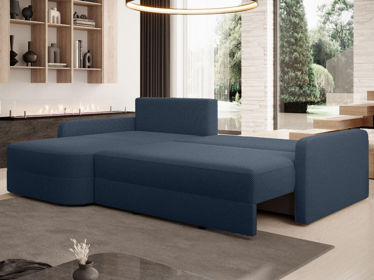 ECKSOFA Arvento Dunkelblau - Schwarz/Dunkelblau, Holz/Kunststoff (250/170cm) - Graingold