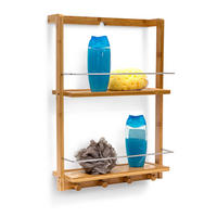 DUSCHREGAL - Hellbraun, Holz/Metall (38/53/15.5cm) - Relaxdays