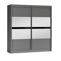 SCHWEBETÜRENSCHRANK RAKAN 203/215/61 cm 2-türig mit Spiegel Graphitfarben - Schwarz/Graphitfarben, Holzwerkstoff (203/215/61cm) - MASSENO