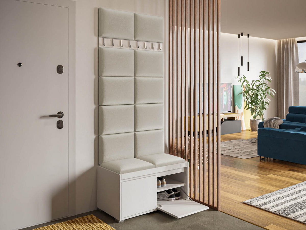 GARDEROBEN-SET Grawis 80 II - Beige/Silberfarben, Holzwerkstoff/Kunststoff (84.5/45/34cm) - MIRJAN24