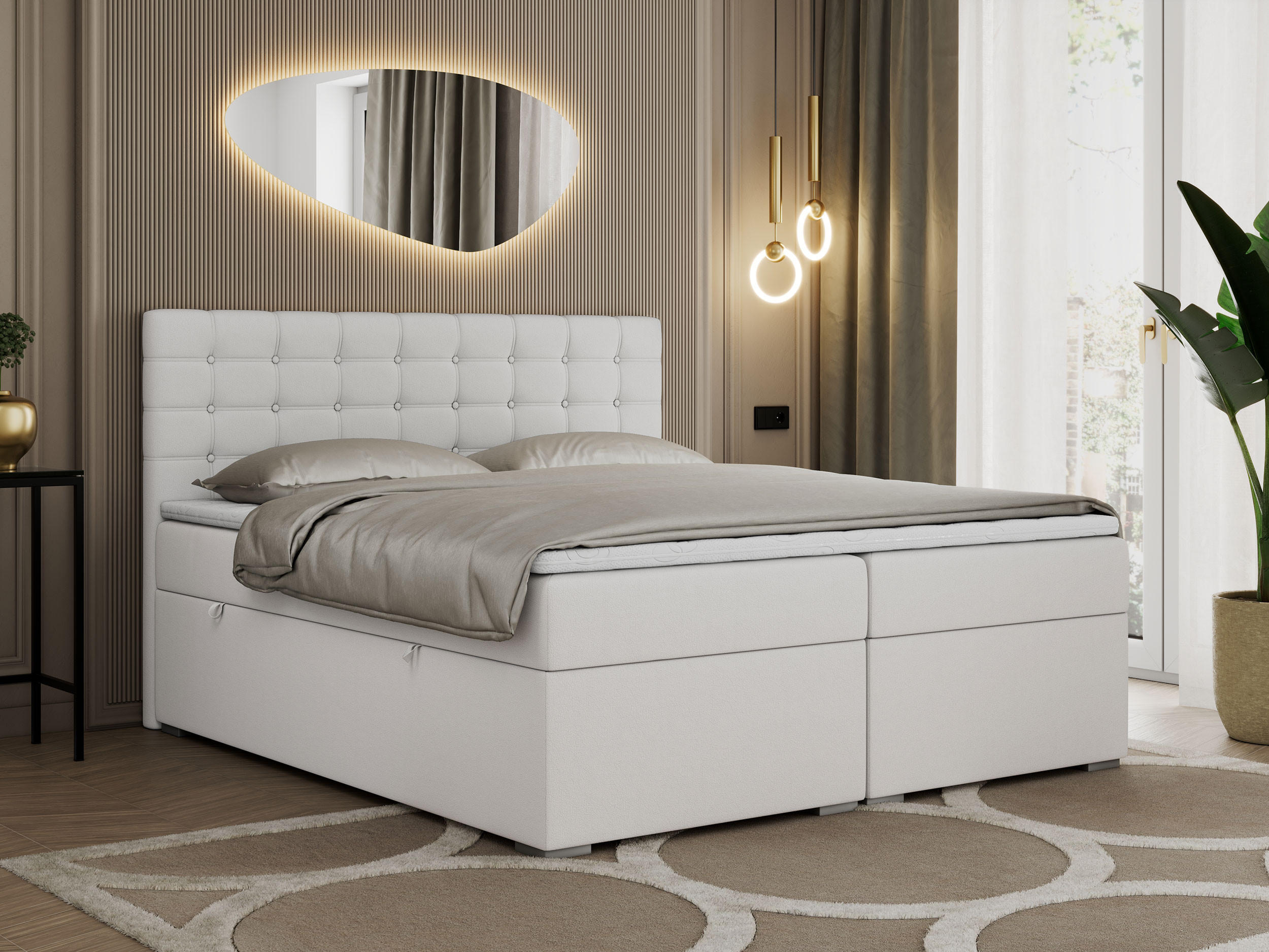 BOXBETT SUSAN 120/200 Weiß Kunstleder - H3 - Weiß, Holz/Textil (120/200cm) - MKS