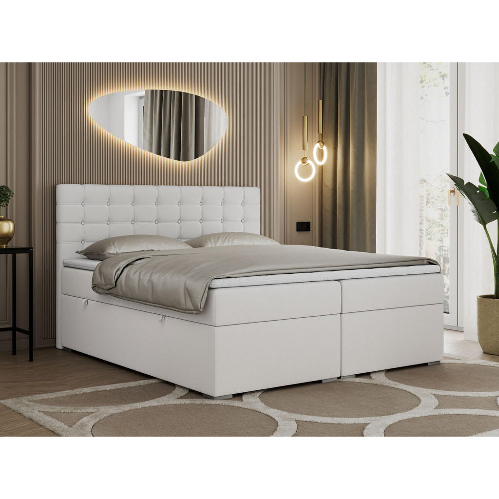 Thumbnail - MKS Boxbett, Weiß, Textil, 2-Sitzer, H3, Rechteckig, 160x200 cm, Schlafzimmer, Betten, Boxspringbetten