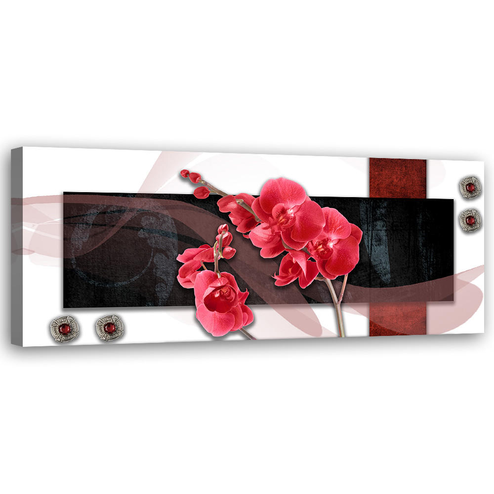 WANDBILD rote orchidee abstraktion - Pink, Textil (90/30cm) - Feeby