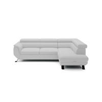 ECKSOFA Raven L mit Schlaffunktion und Bettkasten, Freistehend, Polstersofa mit Verstellbaren Kopfstützen, 257x198x96 cm – Rechte, Weiß - Weiß, Holz/Textil (256/198cm) - DomoHome