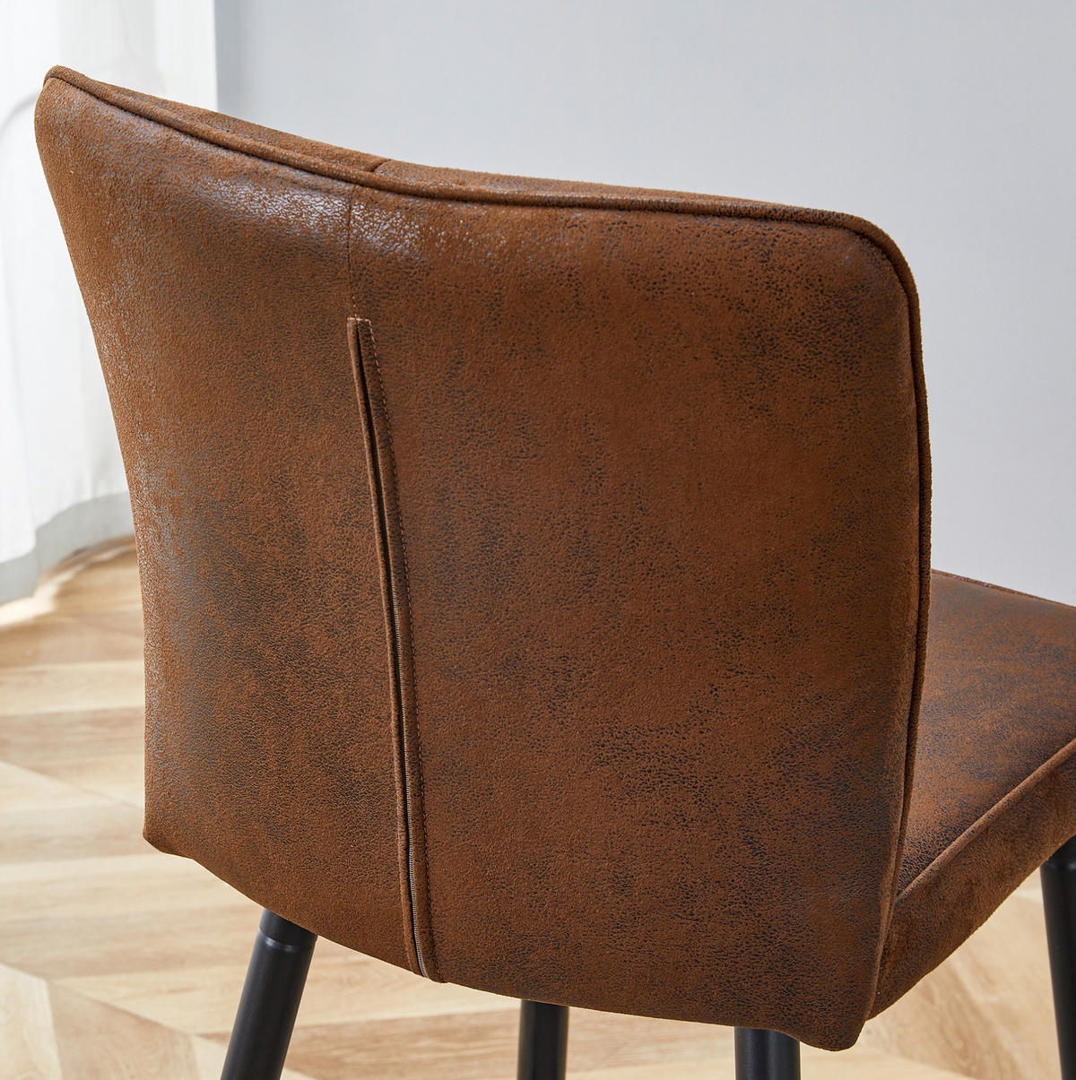 BARSTUHL ergonomische Rückenlehne ca. 101 cm Stoff Braun/Schwarz 2er-Set - Braun, Metall (44/101/44cm) - Meubliv