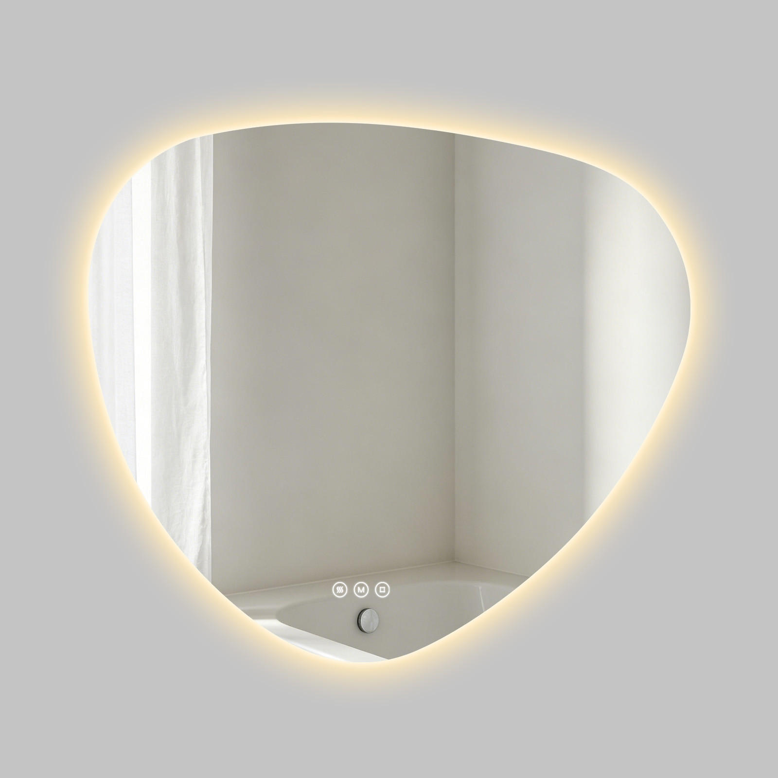 BADEZIMMERSPIEGEL mit Beleuchtung 80/90 cm asymmetrisch rahmenlos LED dimmbar mit Antibeschlag - Transparent, Glas (90/80/2.5cm) - S'AFIELINA