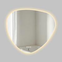 BADEZIMMERSPIEGEL mit Beleuchtung 80/90 cm asymmetrisch rahmenlos LED dimmbar mit Antibeschlag - Transparent, Glas (90/80/2.5cm) - S'AFIELINA