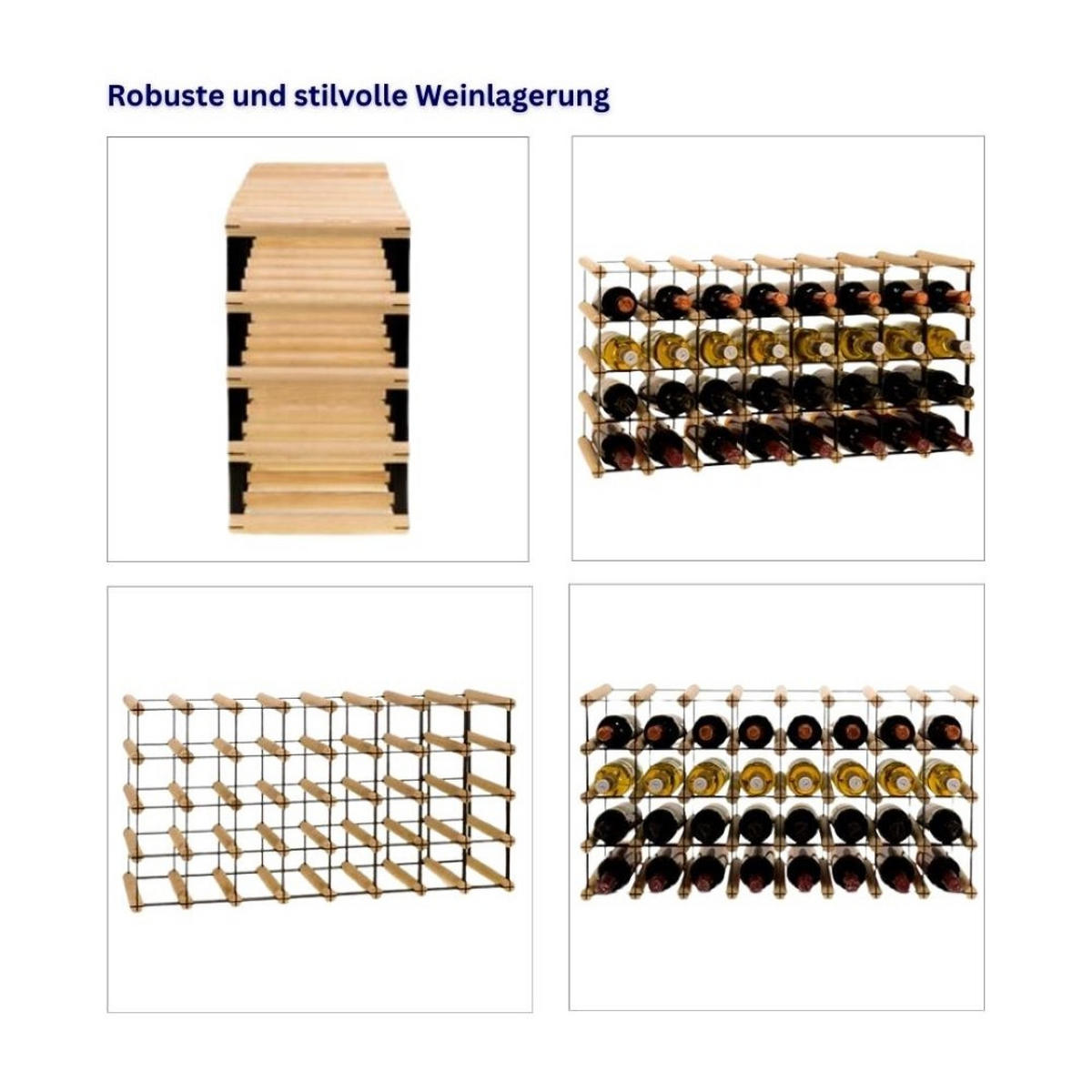 WEINREGAL Vinotega Mod Metal 42,5x82,5x24,5 cm 8x4 Flaschen Massives Kiefernholz Braun Geölt - Braun, Holz (82.5/42.5/24.5cm) - PROREGAL