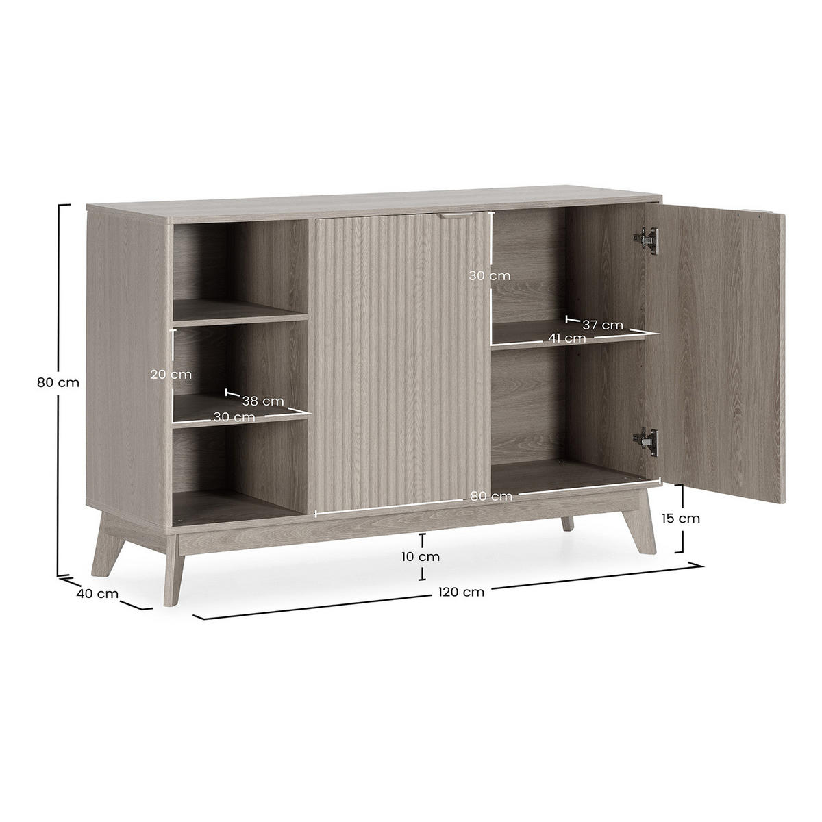 SIDEBOARD Oporto 2 türen Eichenfarbe - Honigeiche, Holzwerkstoff (120/80/40cm)