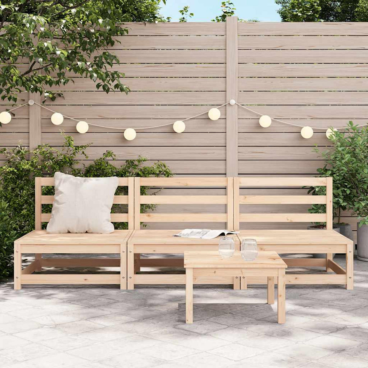 GARTENSOFA KEXAJ 70/67/70 cm （3-SITZER） - Braun, Holz (70/67/70cm) - ZMH