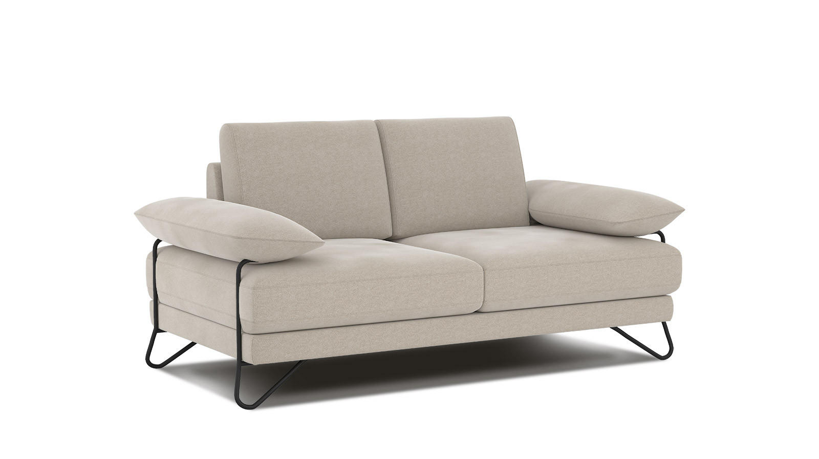 SOFA LORI 2-Sitzer, ecru - Ecru/Schwarz, Holzwerkstoff/Textil (185/87/96cm) - Courtois Laville