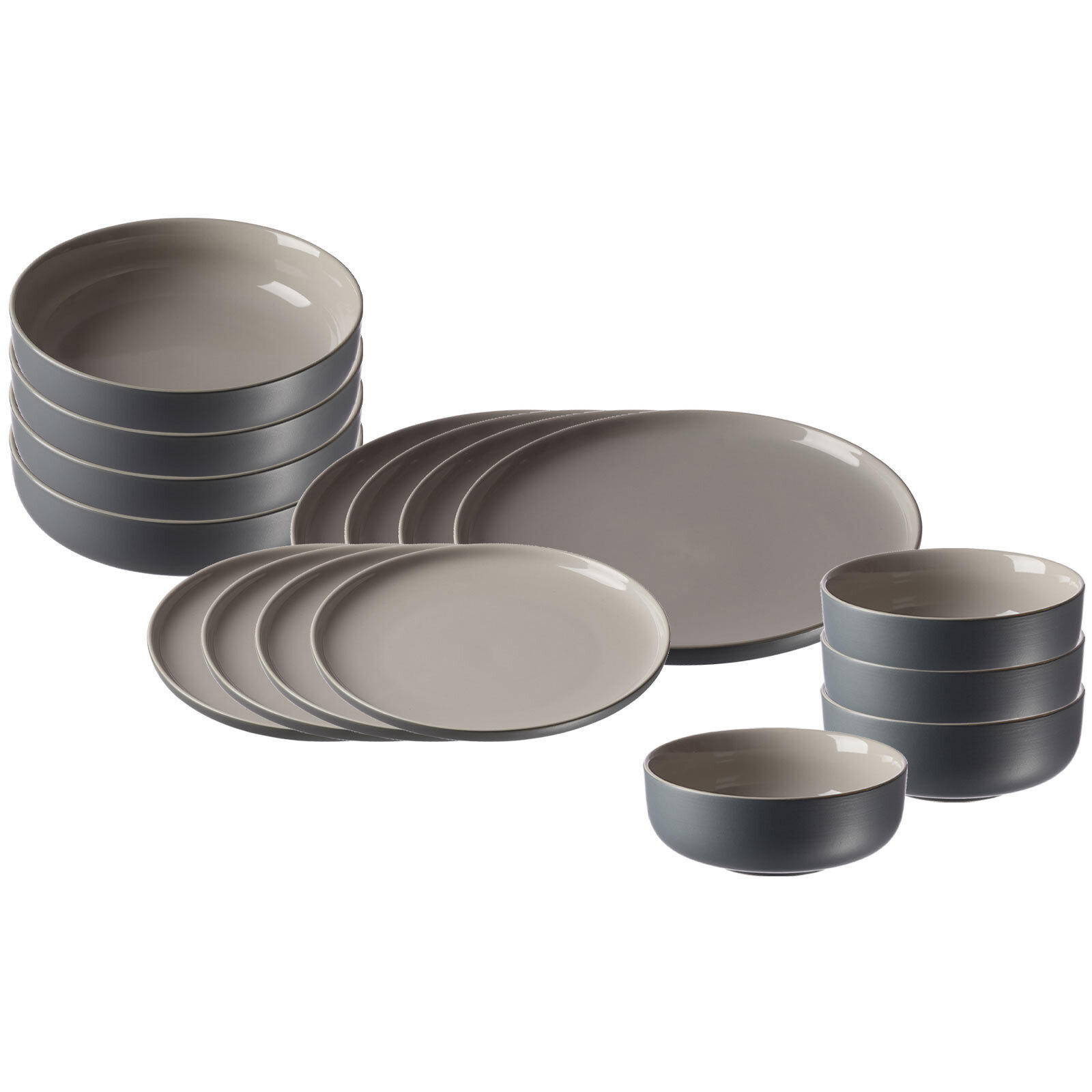 EINSTEIGER-SET Jasper grau 16er Set - Grau, Keramik (1/1/1cm) - Ritzenhoff Breker