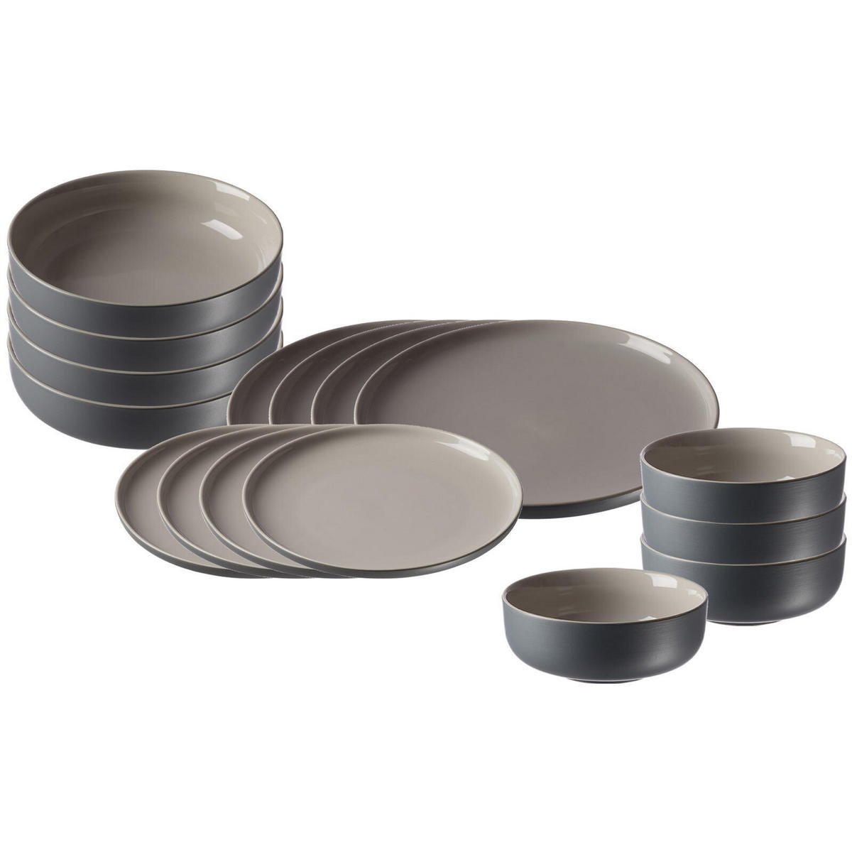 EINSTEIGER-SET Jasper grau 16er Set - Grau, Keramik (1/1/1cm) - Ritzenhoff Breker