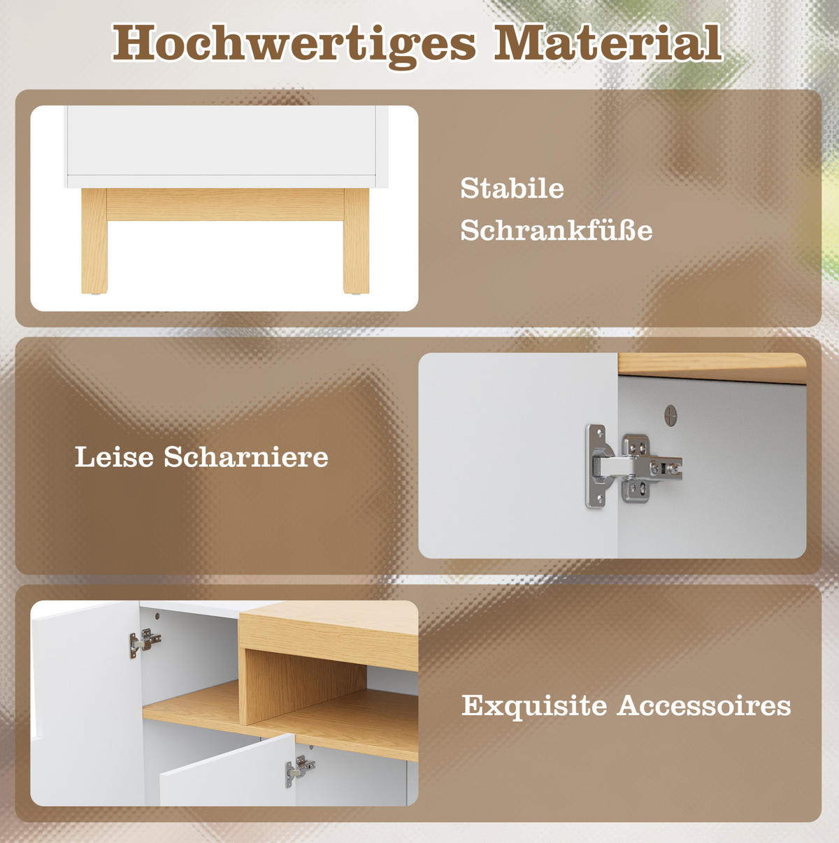 SIDEBOARD 120.5/42/96 cm Weiß aus Spanplatte mit 3 Türen - Weiß, Holzwerkstoff (42/96/120.5cm) - OKMYHOME