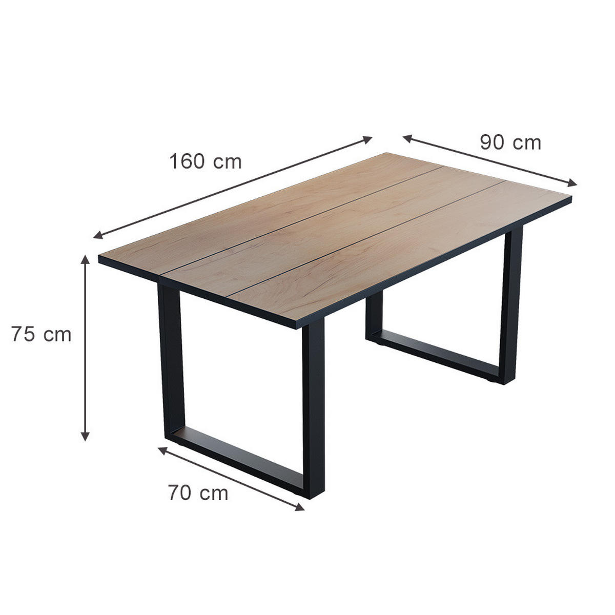 JÍDELNÍ STŮL Avido Zlatý mocný dub - medově dubová/černá, kompozitní dřevo (160/90/75cm) - Vicco