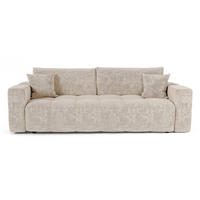 SCHLAFSOFA Express VIBE Geprägter Samt Creme 206cm - Creme, Textil (206/80/100cm) - Premium Interiors