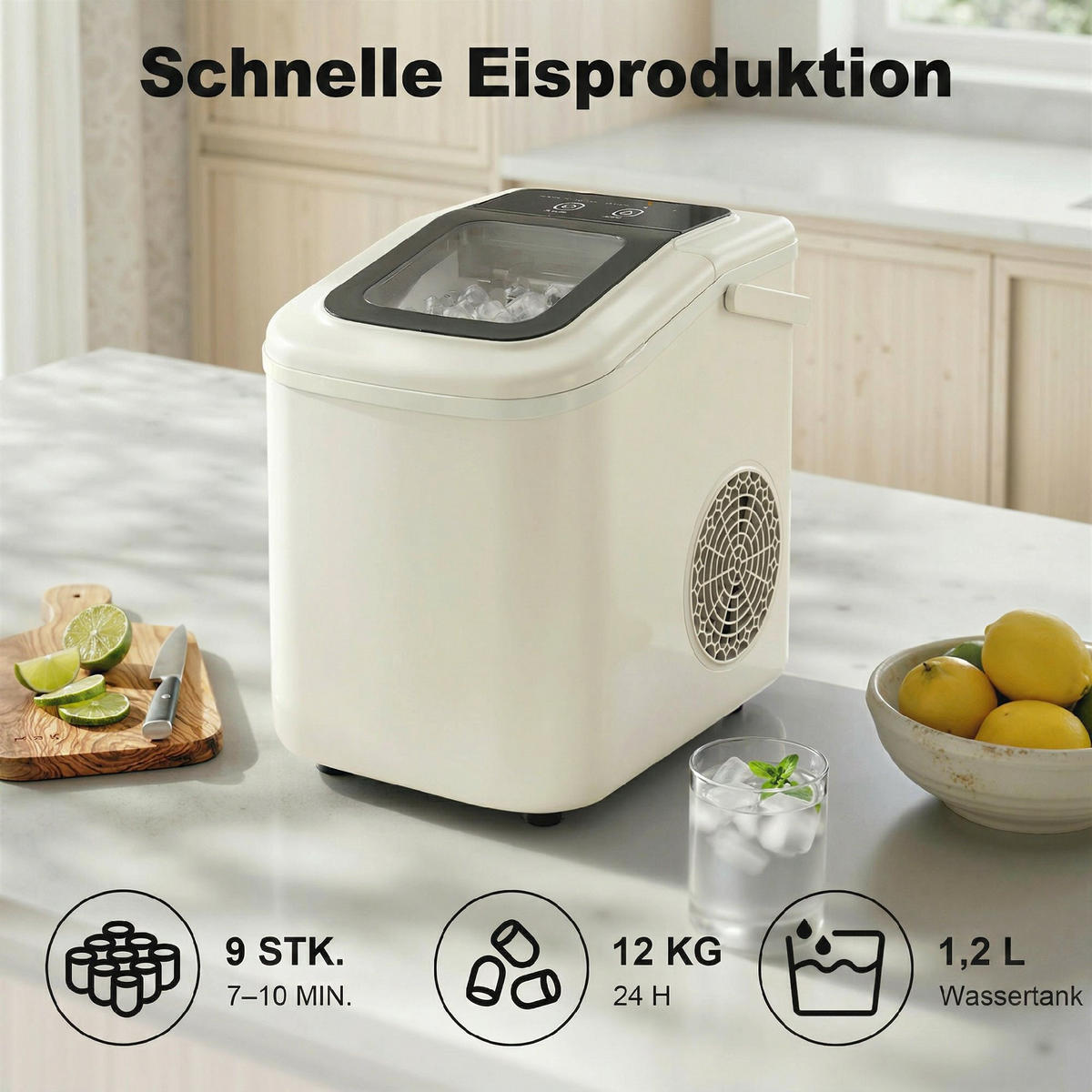 EISWÜRFELMASCHINE Kunststoff Beige - Beige, Kunststoff (22.6/29.9/28.3cm) - HOMCOM