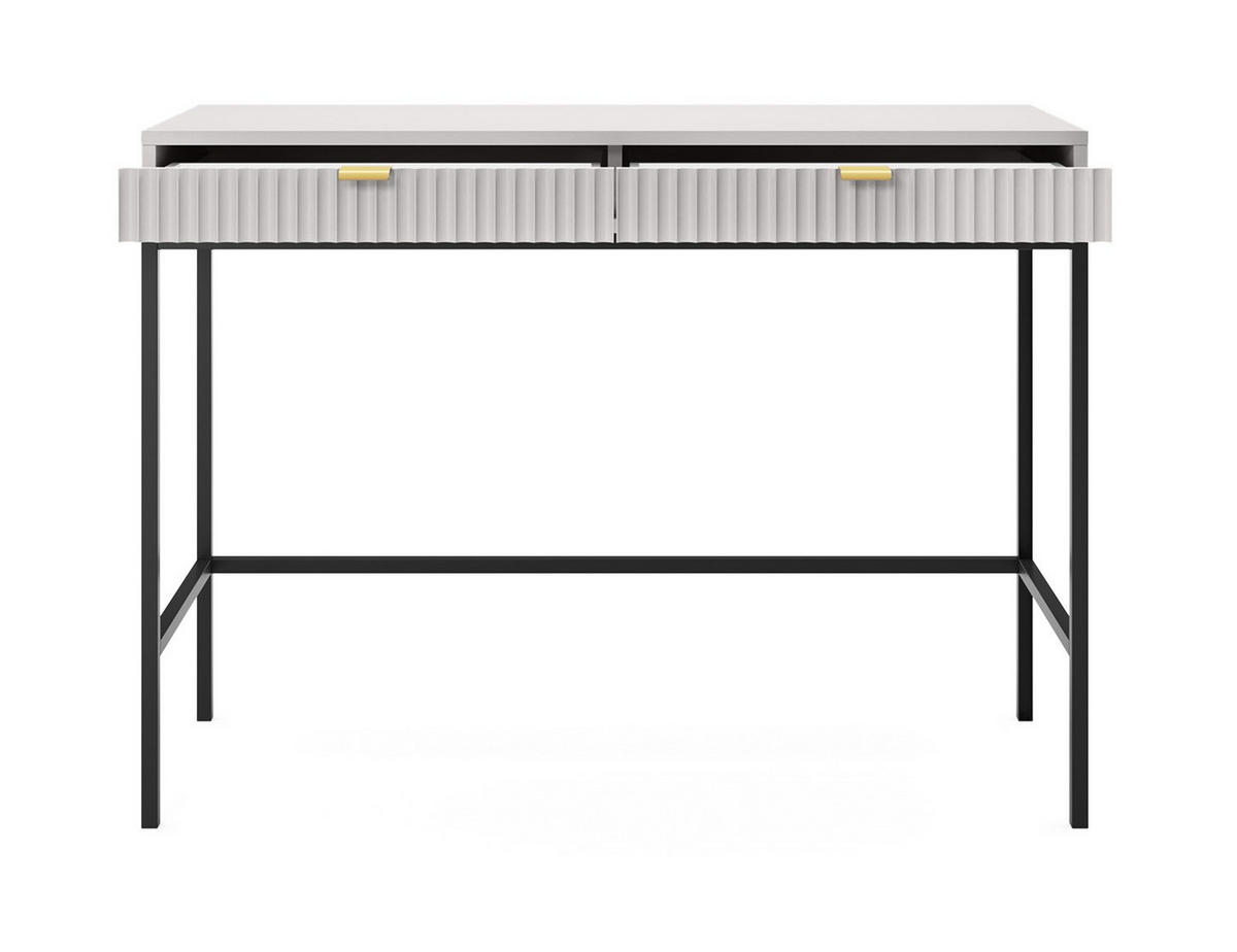 SCHMINKTISCH mit Schublade 104 cm Galla, Geriffelte Fronten, Grau + Gold - Goldfarben/Grau, Holz (104/77/50cm) - Emporius