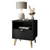 NACHTTISCH ALDO mit LED-Beleuchtung schwarz - Schwarz, Holzwerkstoff (38/46/33cm) - Lookway