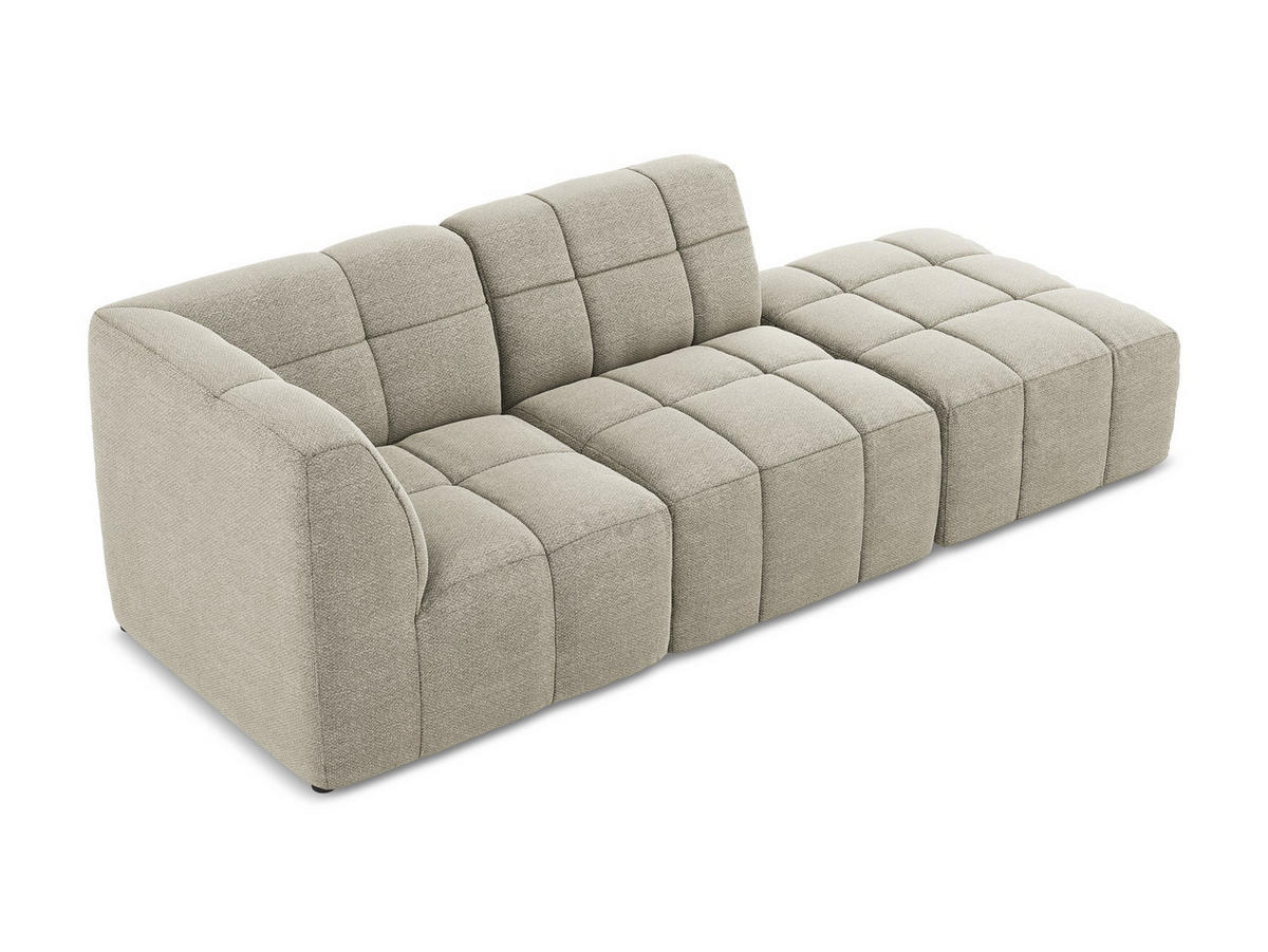 ECKSOFA Rechts Bouclé Stoff Grau - Taupe/Schwarz, Holzwerkstoff/Kunststoff (240/90cm) - Makamii