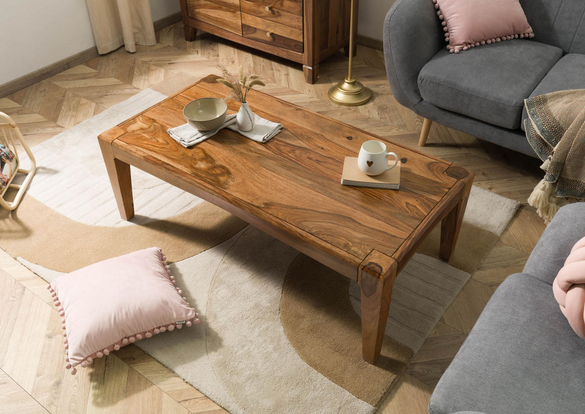 COUCHTISCH Sheesham 120x60x40 braun lackiert ANCONA #101 - Braun, Holzwerkstoff (120/60/40cm) - Massivmoebel24