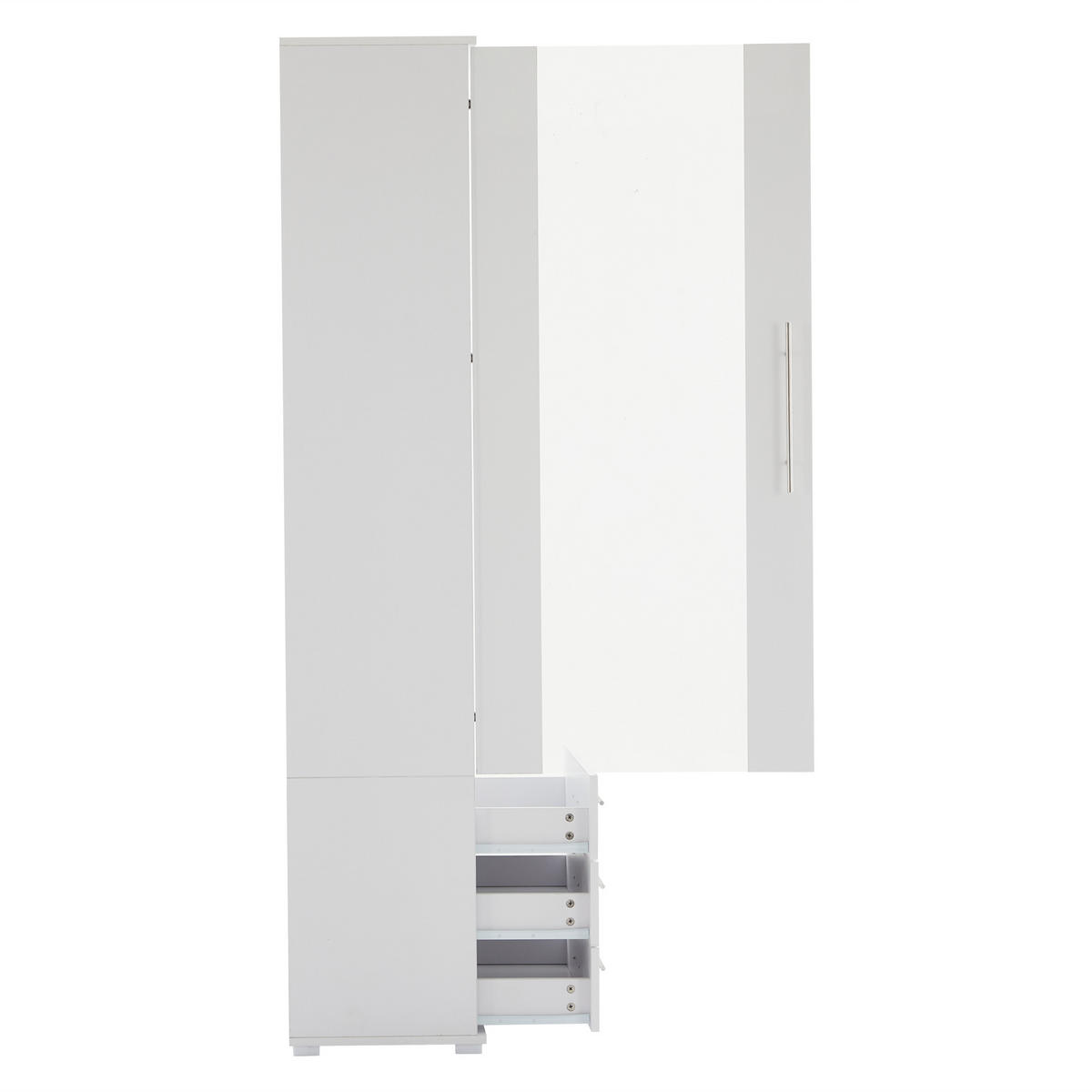 VITRINE Weiß Hochglanz LED Beleuchtung 3 Schubladen - Weiß, Holzwerkstoff (60/180/35cm) - FLIEKS
