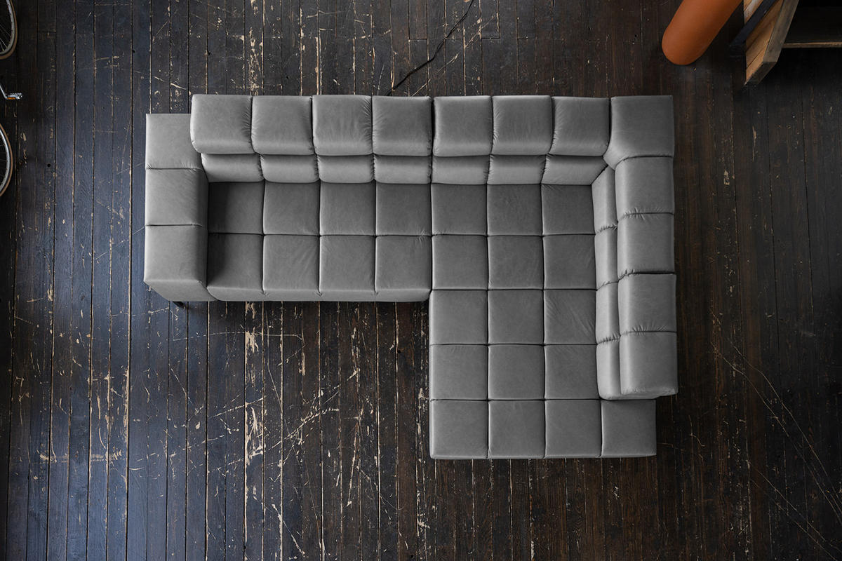 ECKSOFA NELSON Anthrazit Leder - Anthrazit/Schwarz, Leder/Metall (321/216cm) - KAWOLA