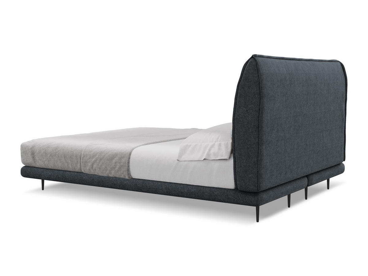 POLSTERBETT Doppelbett mit Matratze Bouclé Stoff Grau - Dunkelgrau/Schwarz, Textil/Metall (140/200cm) - Makamii