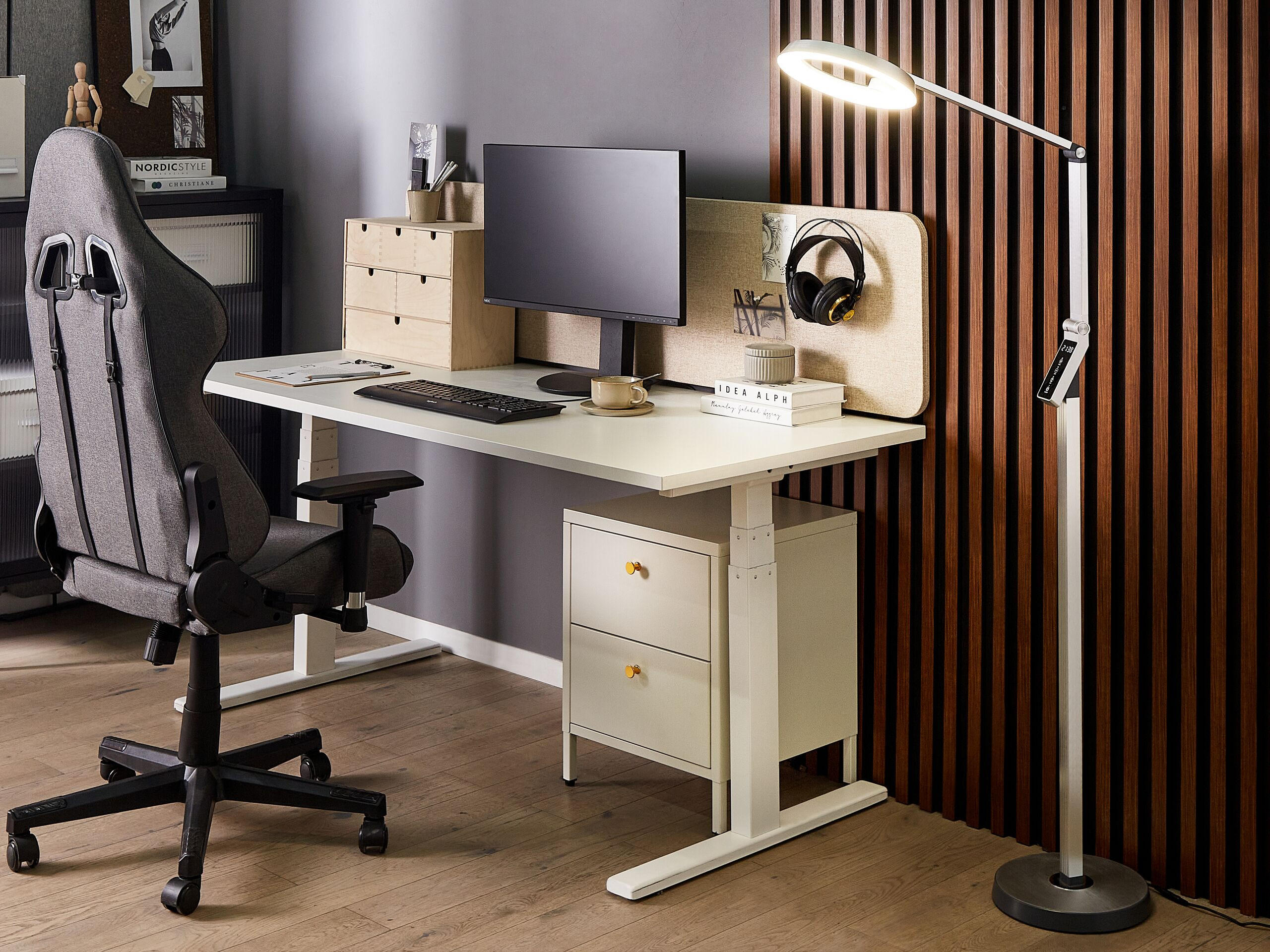 STEHLAMPE Carina 27/63/170 cm - Silberfarben, Kunststoff (27/27/170cm) - Beliani